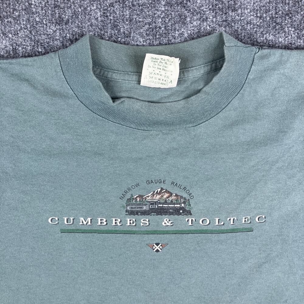 Prairie Mountain Long Sleeve Shirt Mens Size L Green‎ Cumbres Toltec Train USA